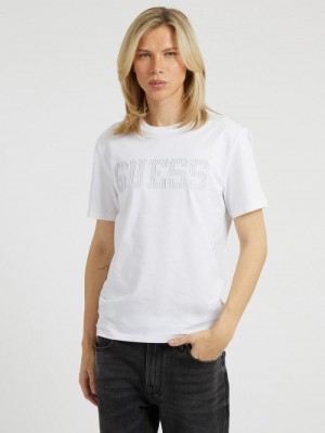 Camiseta Guess Front Logo Hombre Blancos | SE-707060