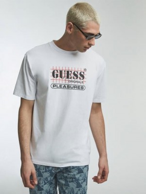 Camiseta Guess Front Logo Hombre Blancos | SE-329379