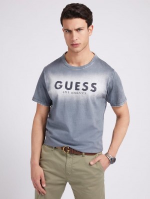 Camiseta Guess Front Logo Hombre Grises | SE-830517