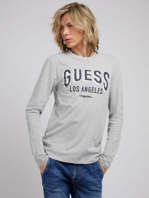 Camiseta Guess Front Logo Hombre Grises | SE-045228