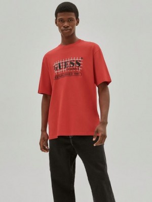 Camiseta Guess Front Logo Hombre Rojos | SE-066365