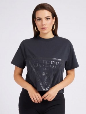 Camiseta Guess Front Logo Mujer Grises Oscuro | SE-296836