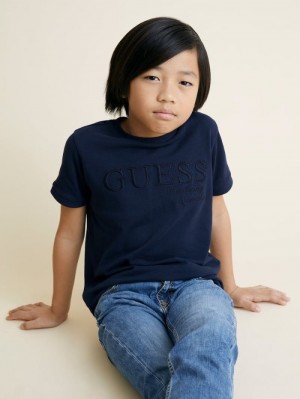 Camiseta Guess Front Logo Niños Azules | SE-564289