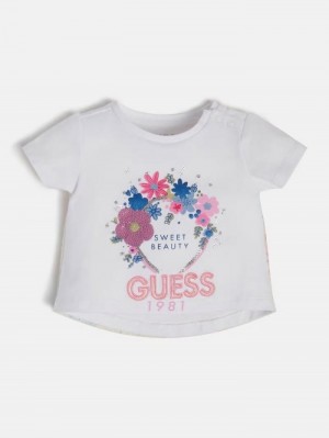 Camiseta Guess Front Logo Niños Blancos | SE-356887