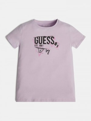 Camiseta Guess Front Logo Niños Lilac | SE-643885