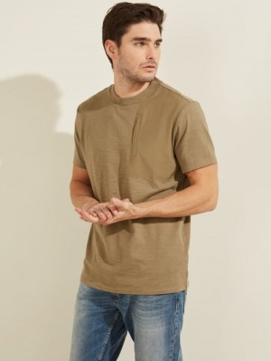 Camiseta Guess Front Pocket Hombre Beige | SE-747960