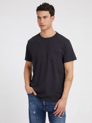 Camiseta Guess Front Pocket Hombre Negros | SE-953119