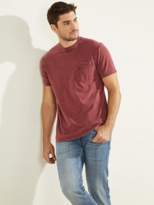 Camiseta Guess Front Pocket Hombre Rojos Oscuro | SE-574853