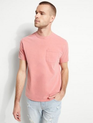 Camiseta Guess Front Pocket Hombre Rosas | SE-148484