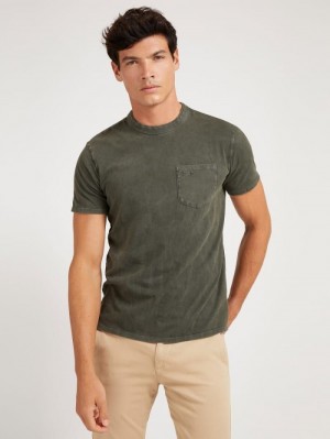 Camiseta Guess Front Pocket Hombre Verdes | SE-632232