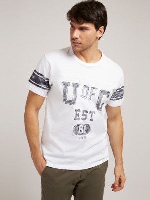 Camiseta Guess Front Print Hombre Blancos | SE-447418