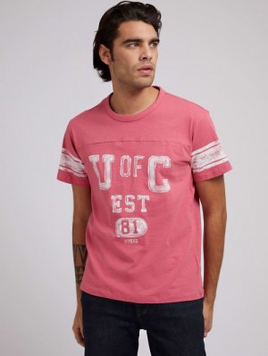 Camiseta Guess Front Print Hombre Rosas | SE-603882