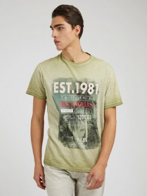 Camiseta Guess Front Print Hombre Verdes | SE-016923