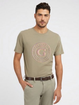 Camiseta Guess Front Print Hombre Verdes | SE-378610