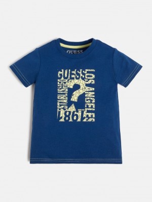 Camiseta Guess Front Print Niños Azules | SE-293108