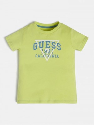 Camiseta Guess Front Triangle Logo Niños Verdes | SE-217485