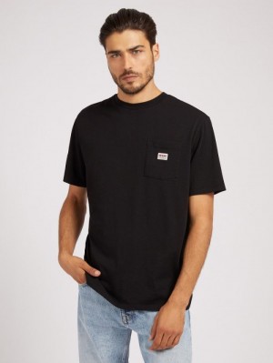 Camiseta Guess Front-logo Hombre Negros | SE-909952