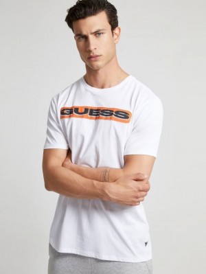 Camiseta Guess Logo Front Hombre Blancos | SE-344873