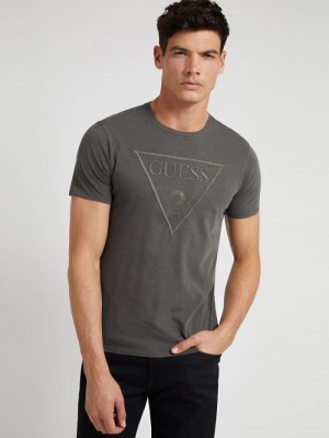 Camiseta Guess Logo Triangle Hombre Negros | SE-488181