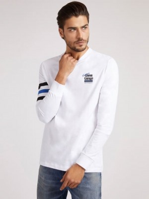 Camiseta Guess Long Sleeves Hombre Blancos | SE-485776