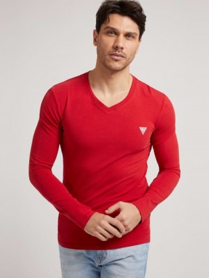 Camiseta Guess Long Sleeves Hombre Rojos | SE-316706