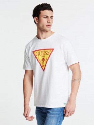 Camiseta Guess Madrid Logo Hombre Blancos | SE-393830