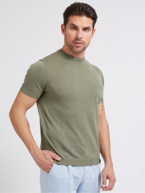 Camiseta Guess Marciano T-shirt Pocket Hombre Verdes | SE-849337