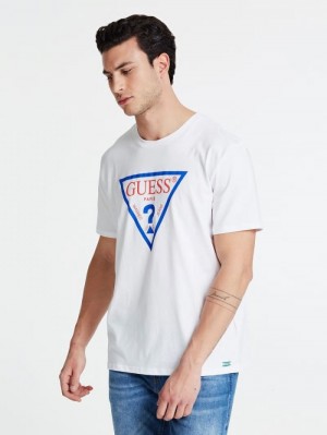 Camiseta Guess Paris Logo Hombre Blancos | SE-408998