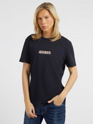 Camiseta Guess Small Logo Hombre Negros | SE-082709