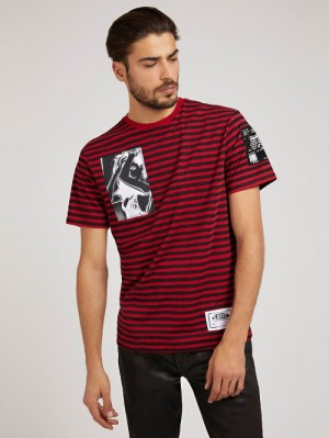 Camiseta Guess Stripe Motif Hombre Rojos | SE-021317