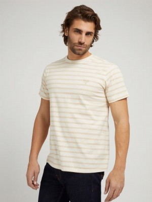 Camiseta Guess Striped Hombre Beige | SE-139999