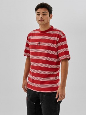 Camiseta Guess Striped Hombre Rojos | SE-231327