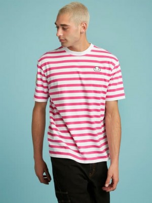 Camiseta Guess Striped Hombre Rosas | SE-223933