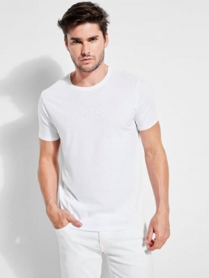 Camiseta Guess Tone-on-tone Logo Hombre Blancos | SE-920771