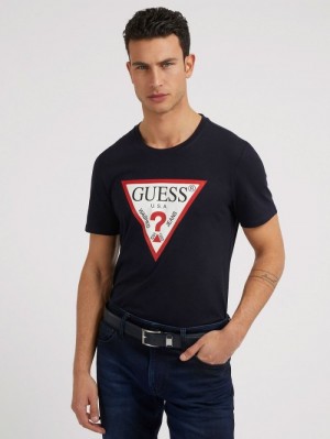 Camiseta Guess Triangle Logo Hombre Azules | SE-747162