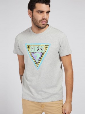 Camiseta Guess Triangle Logo Hombre Grises | SE-109460