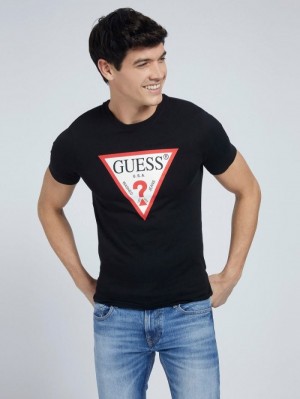 Camiseta Guess Triangle Logo Hombre Negros | SE-281505