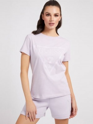 Camiseta Guess Triangle Logo Mujer Lilac | SE-187537