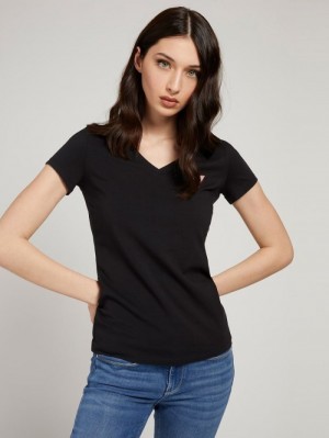 Camiseta Guess Triangle Logo Mujer Negros | SE-531865