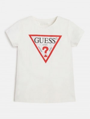 Camiseta Guess Triangle Logo Niños Blancos | SE-529395