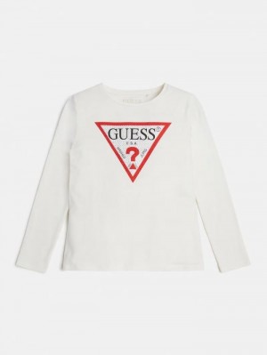 Camiseta Guess Triangle Logo Niños Blancos | SE-980374