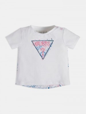 Camiseta Guess Triangle Logo Niños Rosas | SE-211603