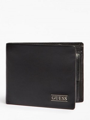 Carteras Guess New Boston Real Leather Hombre Negros | SE-701987