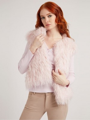 Chaleco Guess Faux Fur Mujer Rosas | SE-393785