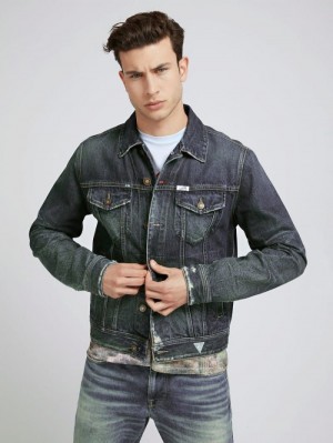 Chamarras Guess Denim Hombre Azules | SE-691608