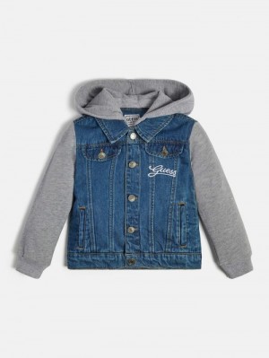 Chamarras Guess Denim Hooded Niños Azules | SE-176443