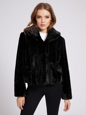 Chamarras Guess Faux Fur Mujer Negros | SE-057981