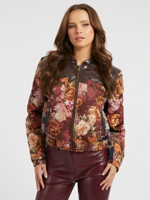 Chamarras Guess Floral Print Cropped Mujer Naranjas | SE-460997