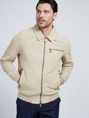 Chamarras Guess Marciano Leather Hombre Beige | SE-298105