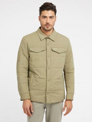 Chamarras Guess Padded Technical Shirt Jacket Hombre Verdes | SE-743472